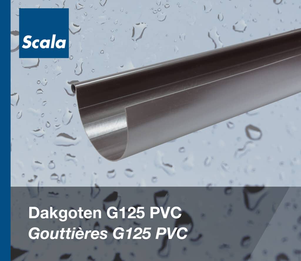 Regenwaterafvoer: Dakgoten G125 PVC / Évacuation d'eau pluviale : Gouttières G125 PVC
