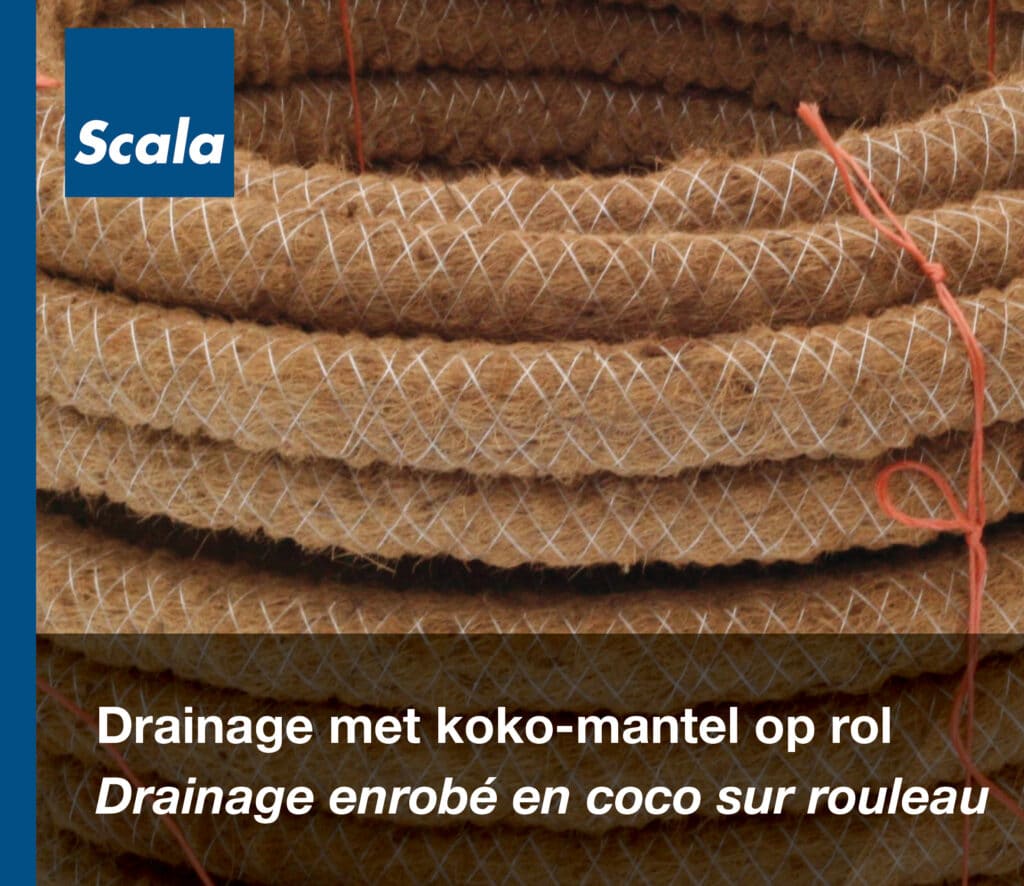 Drainage: Drainage met koko-mantel op rol / Drainage : Drainage enrobé en coco sur rouleau